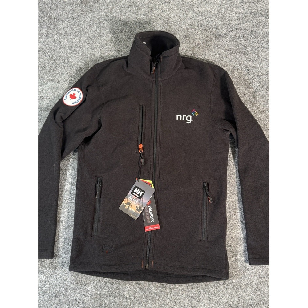 Helly Hansen Oxford Full Zip Fleece Jacket M Black Polartec Mens Logos NWT